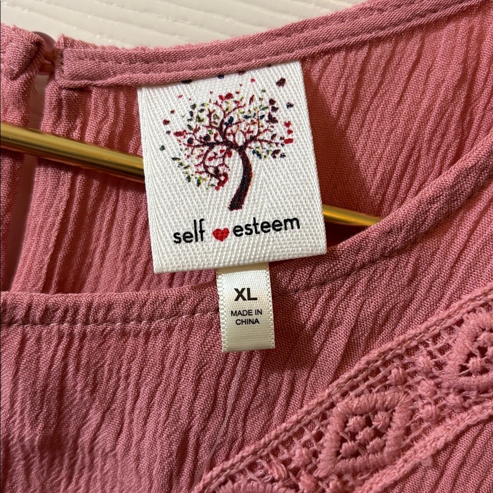 Self Esteem Dusty Rose Lace-Trim Tie-Front Camisole - Picture 4 of 8